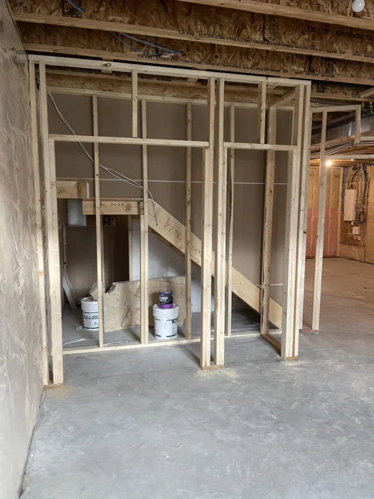 Wood framing in residential home
