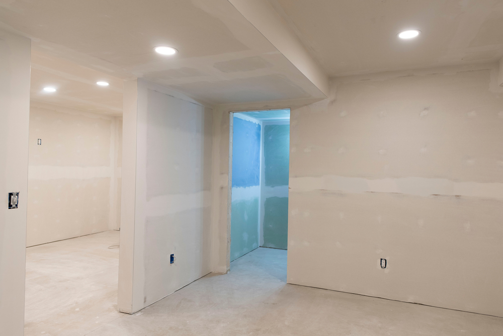 Basement drywall installation project in Leduc by All Star Walls Contractor