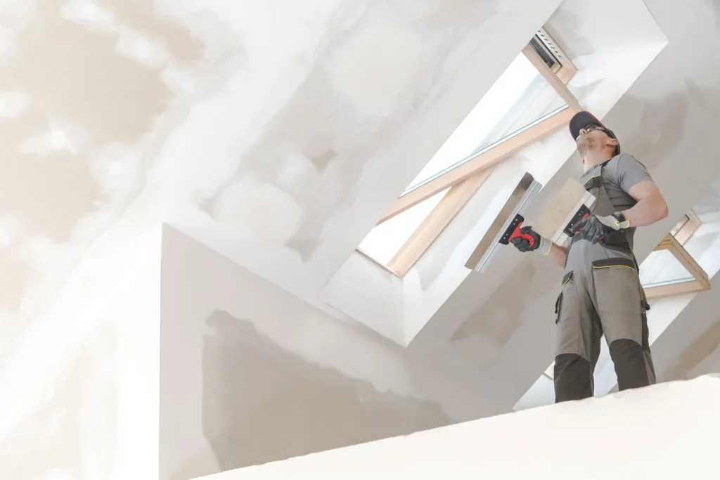 drywall and plaster wall surfaces being compared during a home renovation project