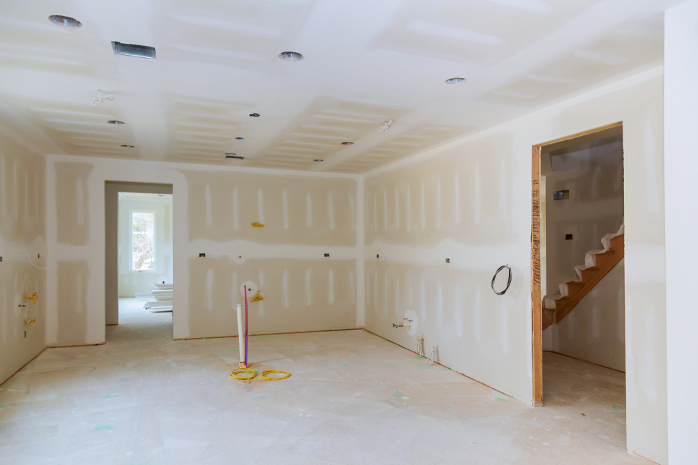 Drywall installation in progress for residential project in Beaumont by All Star Walls Contractor