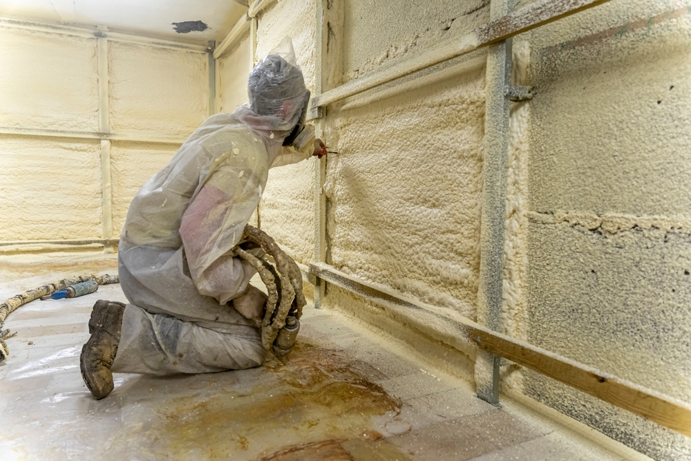 Spray foam insulation installation by All Star Walls Contractor in an Edmonton home