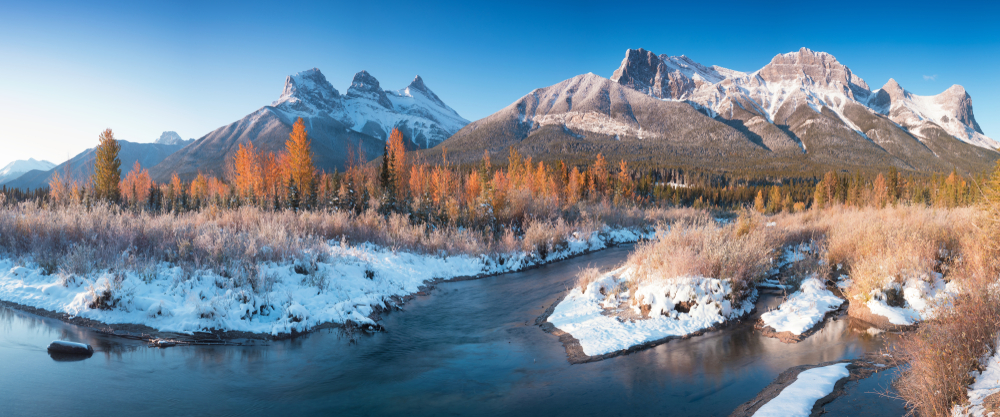 Nature landscape with river and mountains